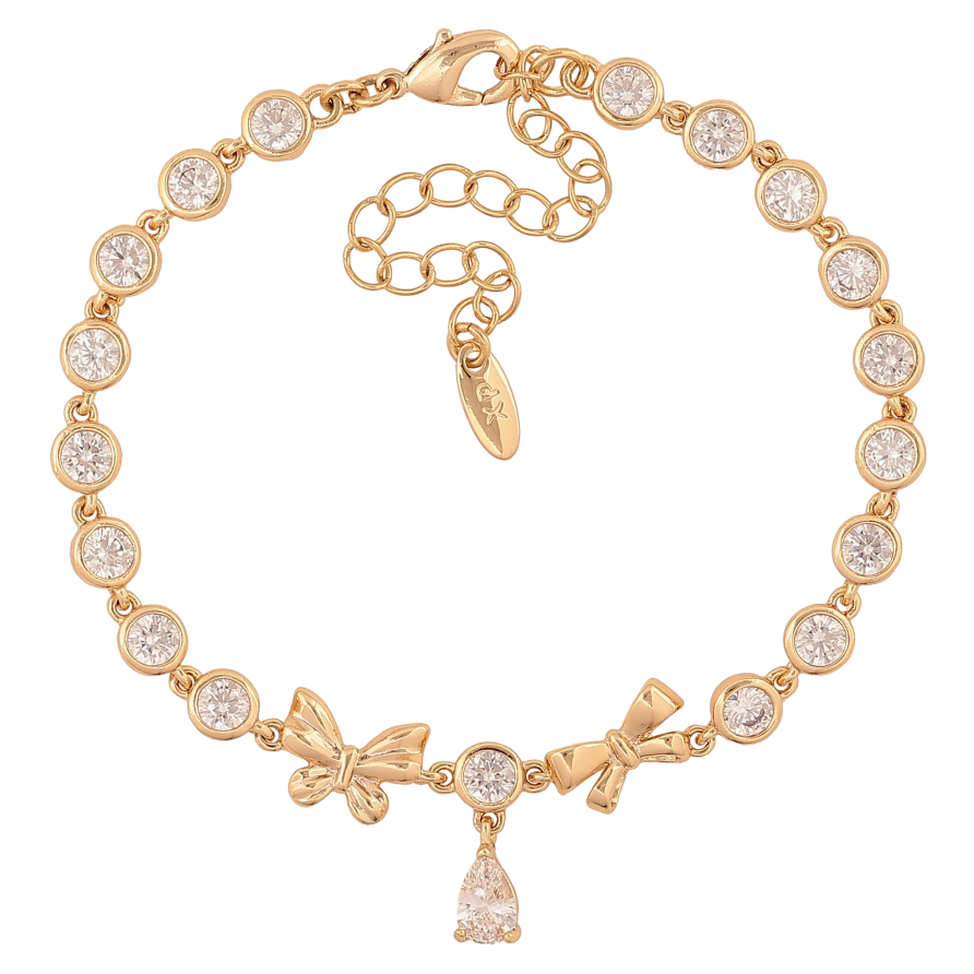Браслет Xuping колір Позолота 14K "Кристальна доріжка з бантами" розмір з дод. ланцюжком 16-21.5см х 4-8мм фото №1