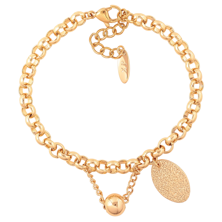 Браслет Xuping цвет Позолота 18K "Цепочка с подвесками" размер с доп. цепочкой 18-22см х 5мм фото №1 Браслет Xuping цвет Позолота 18K "Цепочка с подвесками" размер с доп. цепочкой 18-22см х 5мм фото №1