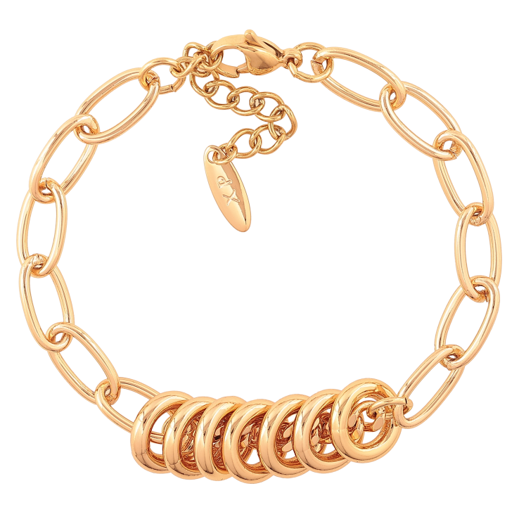 Браслет Xuping цвет Позолота 18K "Цепочка с колечками" размер с доп. цепочкой 17-21см х 4-7мм фото №6