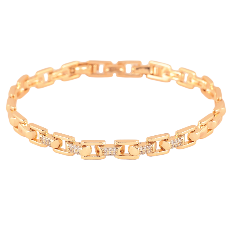 Браслет Xuping цвет Позолота 18К "Узор с кристаллами" размер с доп. замком 17,19см х 3-5мм фото №1