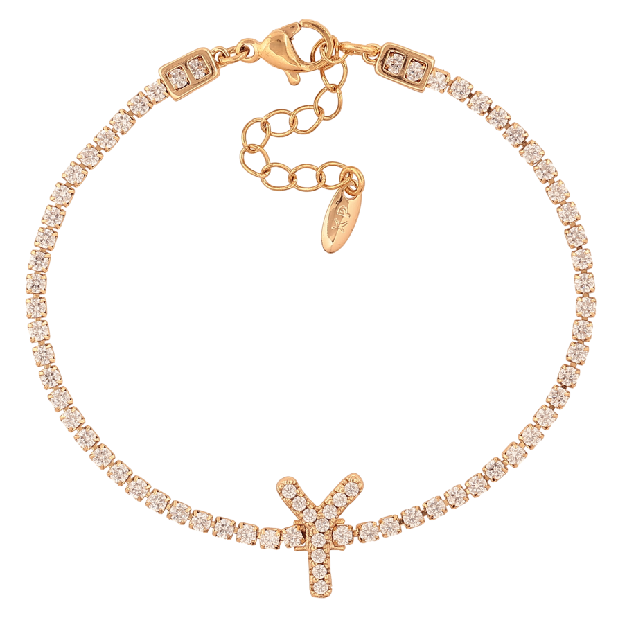 Браслет Xuping цвет Позолота 18K "Кристальная дорожка с буквой Y" размер с доп. цепочкой 17-20.5см х 2-13мм фото №1 Браслет Xuping цвет Позолота 18K "Кристальная дорожка с буквой Y" размер с доп. цепочкой 17-20.5см х 2-13мм фото №1