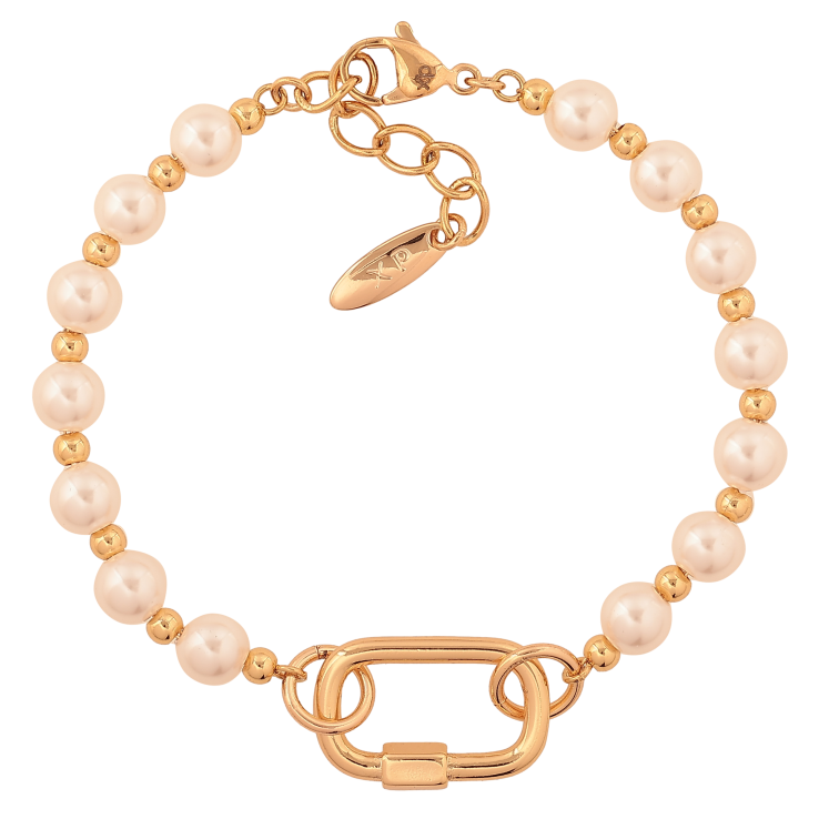 Браслет Xuping цвет Позолота 18K "Жемчужно-золотистые бусины с вставкой" длинна с доп. цепочкой 17.5-19.5см х 3-13мм фото №25