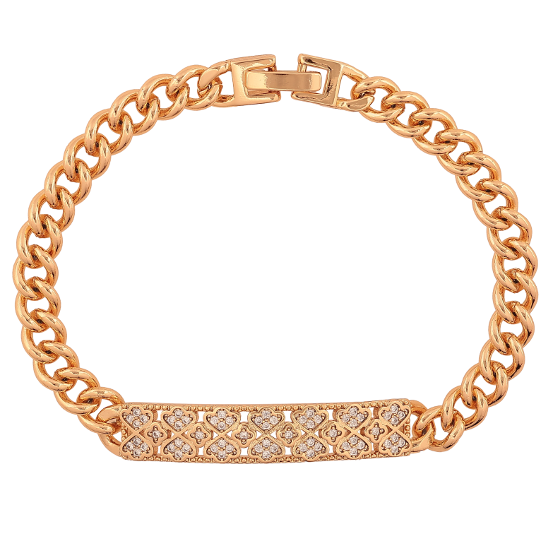 Браслет Xuping цвет Позолота 18K "Цепочка с декоративной вставкой" размер 19см х 6-8мм фото №1