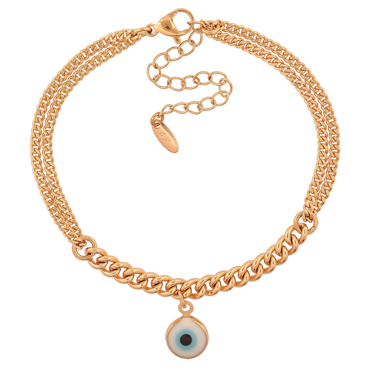 Браслет Xuping цвет Позолота 18K "Цепочки с подвеской оберегом "Глаз Фатимы" размер с доп. цепочкой 17.5-22.5см х 2-4мм фото №3 Браслет Xuping цвет Позолота 18K "Цепочки с подвеской оберегом "Глаз Фатимы" размер с доп. цепочкой 17.5-22.5см х 2-4мм фото №3