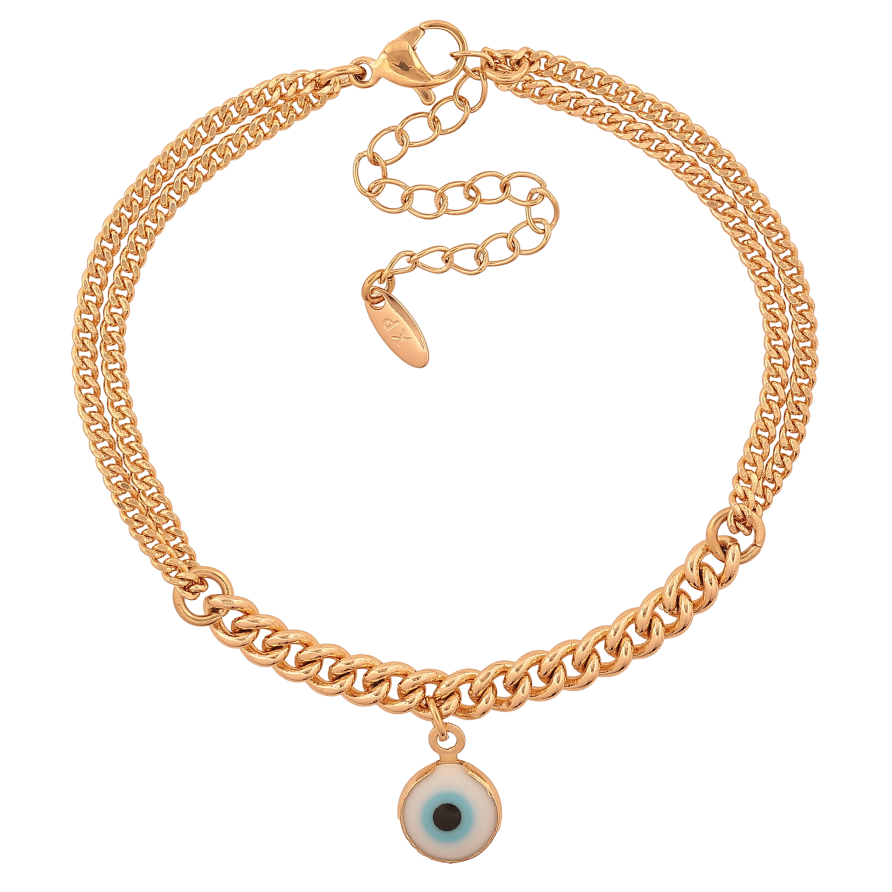 Браслет Xuping цвет Позолота 18K "Цепочки с подвеской оберегом "Глаз Фатимы" размер с доп. цепочкой 17.5-22.5см х 2-4мм фото №1 Браслет Xuping цвет Позолота 18K "Цепочки с подвеской оберегом "Глаз Фатимы" размер с доп. цепочкой 17.5-22.5см х 2-4мм фото №1