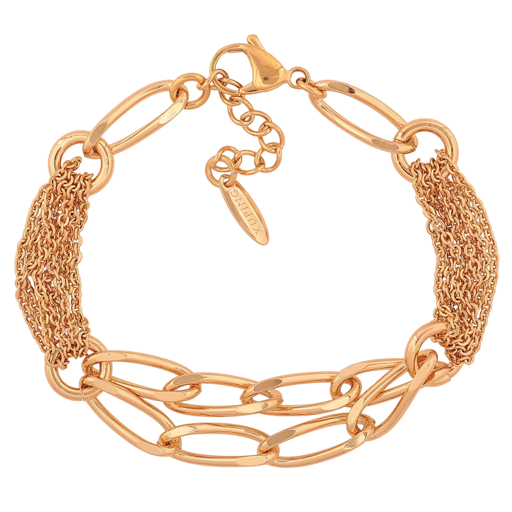 Браслет Xuping цвет Позолота 18K "Цепочка Комбинированная" длинна с доп. цепочкой 19-22см х 7-10мм фото №23