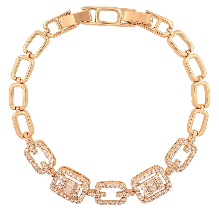 Браслет Xuping цвет Позолота 18K "Узор с кристаллами" размер с доп. замком 17, 19см х 6-10мм фото №4