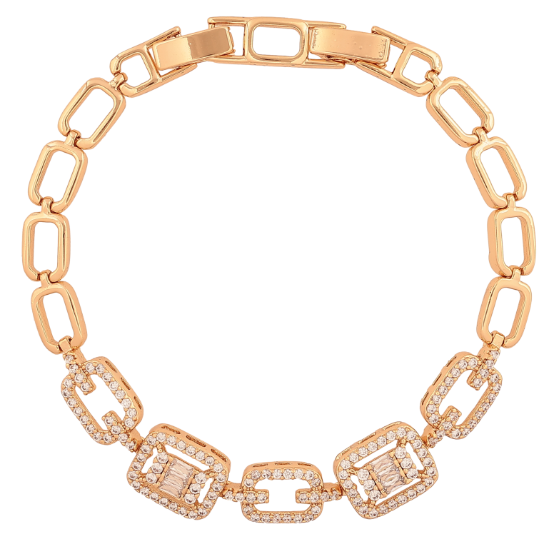 Браслет Xuping цвет Позолота 18K "Узор с кристаллами" размер с доп. замком 17, 19см х 6-10мм фото №1