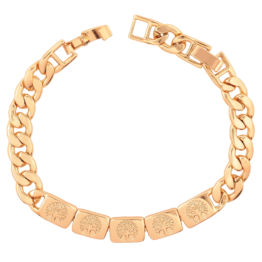 Браслет Xuping колір Позолота 18K "Ланцюжок Панцирний з декоративною вставкою" довжина з доп. замком 17,20см х 8мм фото №1