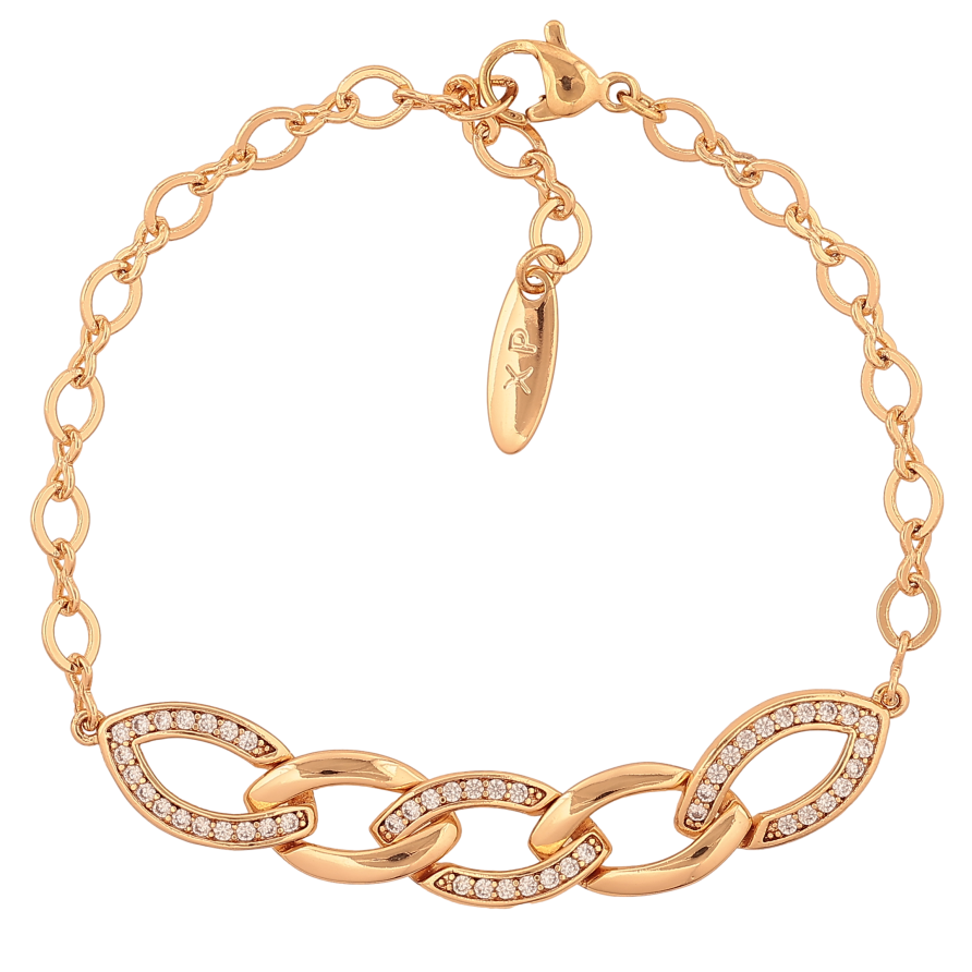 Браслет Xuping цвет Позолота 18K "Цепочка с декоративной вставкой" размер 19см х 3-9мм фото №1