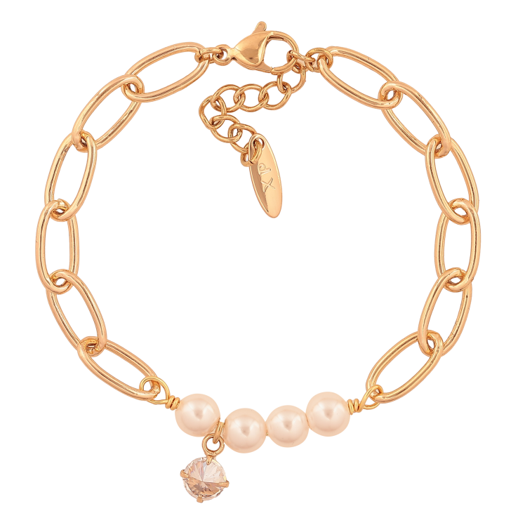 Браслет Xuping цвет Позолота 18K "Цепочка с жемчужными бусинами" размер с доп. цепочкой 18-20.5см х 6-7мм фото №21