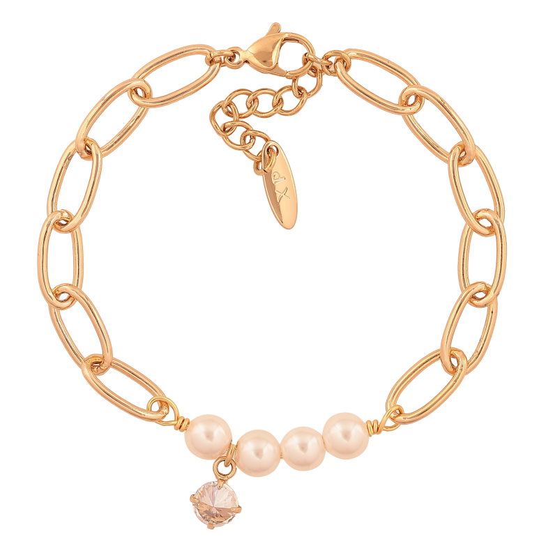 Браслет Xuping цвет Позолота 18K "Цепочка с жемчужными бусинами" размер с доп. цепочкой 18-20.5см х 6-7мм фото №1