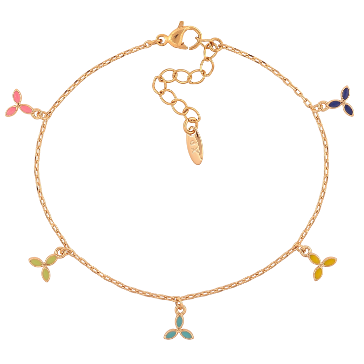 Браслет Xuping цвет Позолота 18K "Цепочка с разноцветными подвесками" размер с доп. цепочкой 17-20.5см х 1мм фото №7 Браслет Xuping цвет Позолота 18K "Цепочка с разноцветными подвесками" размер с доп. цепочкой 17-20.5см х 1мм фото №7