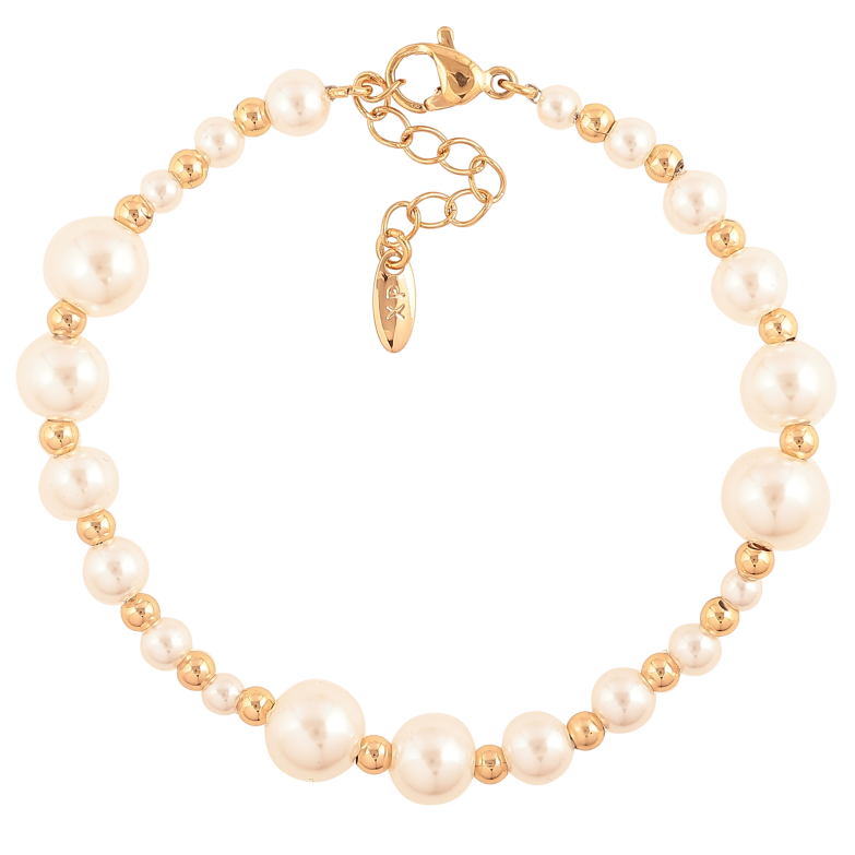 Браслет Xuping цвет Позолота 18K "Жемчужные и золотистые бусины" размер с доп. цепочкой 17-20см х 3-7мм фото №1 Браслет Xuping цвет Позолота 18K "Жемчужные и золотистые бусины" размер с доп. цепочкой 17-20см х 3-7мм фото №1