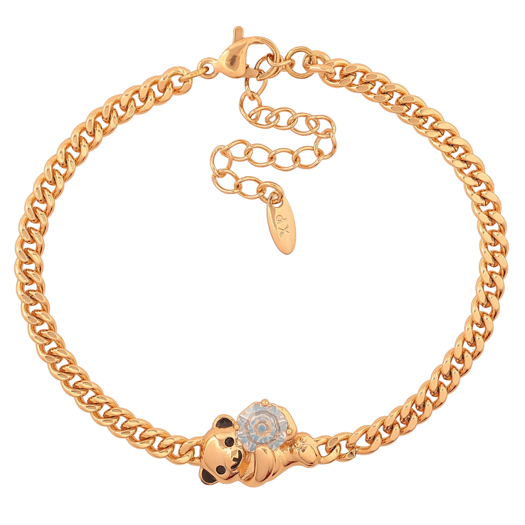 Браслет Xuping колір Позолота 18K "Ланцюжок із вставкою коала" розмір з дод. ланцюжком 16.5-21.5см х 3-11мм фото №9