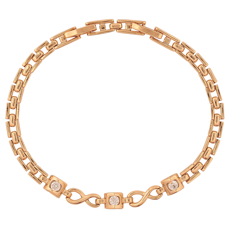 Браслет Xuping цвет Позолота 18K "Узор с кристаллами" длинна с доп. замком 17.5,19.5см х 4-5мм фото №1