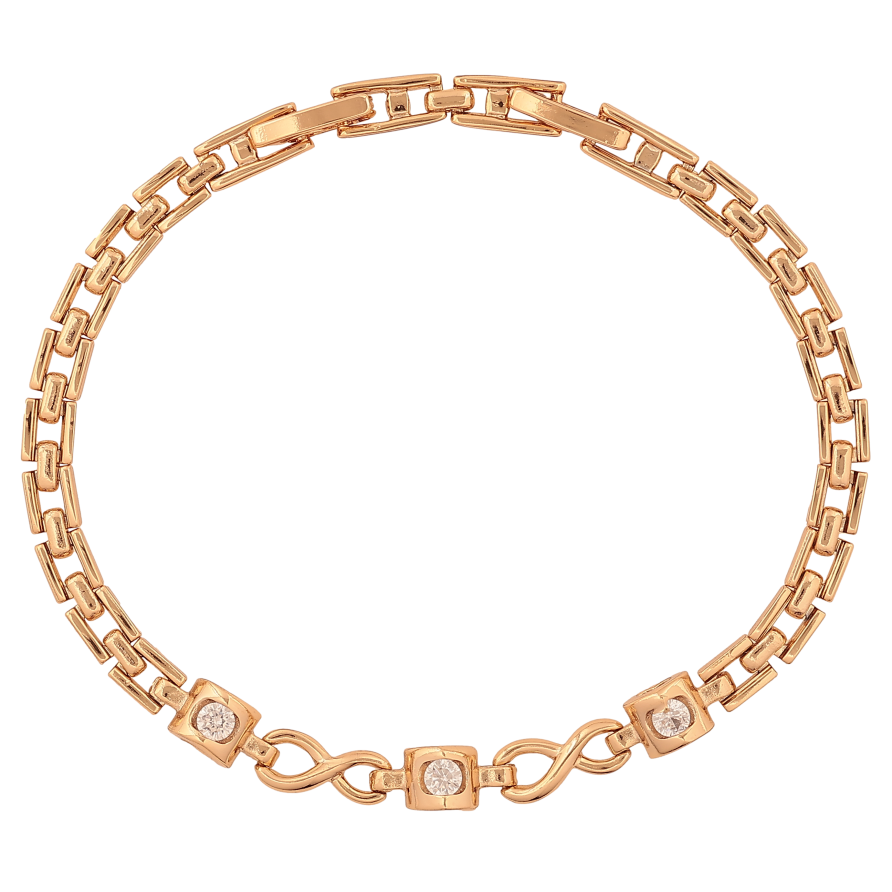 Браслет Xuping цвет Позолота 18K "Узор с кристаллами" длинна с доп. замком 17.5,19.5см х 4-5мм фото №1