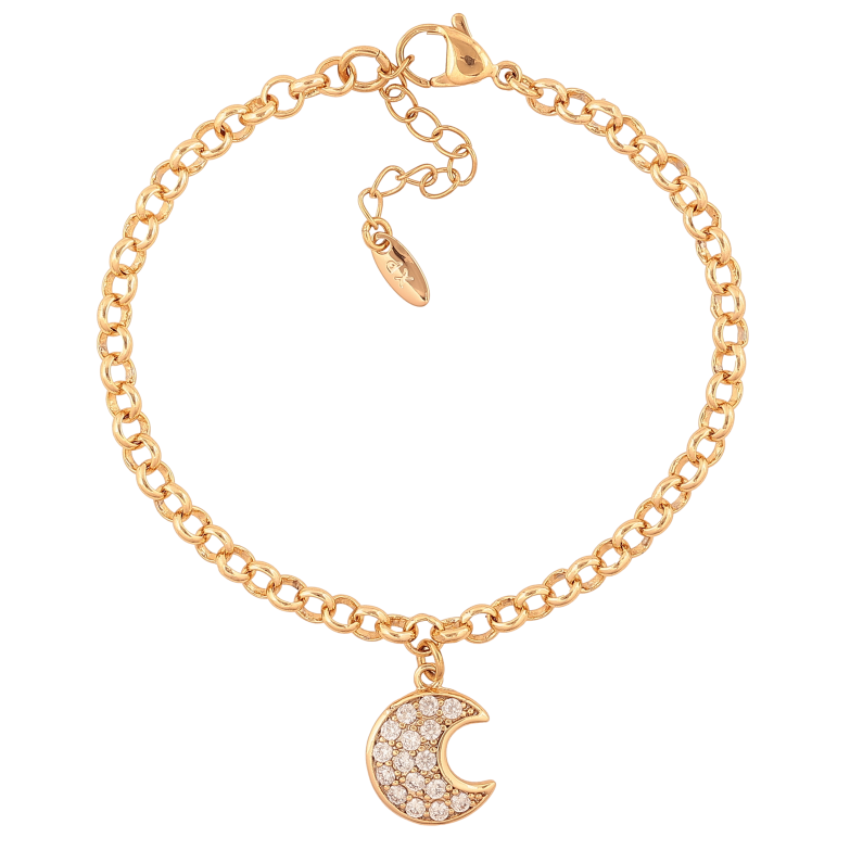 Браслет Xuping цвет Позолота 18K "Цепочка с подвеской полумесяц" размер с доп. цепочкой 17-20см х 4мм фото №1