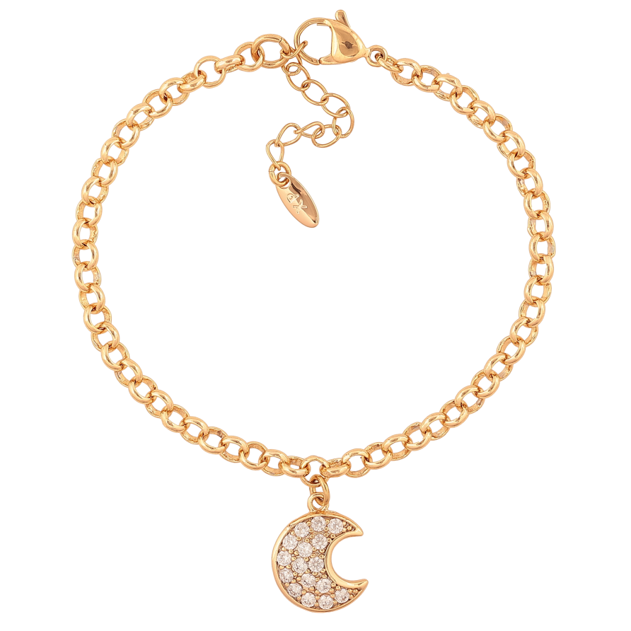 Браслет Xuping цвет Позолота 18K "Цепочка с подвеской полумесяц" размер с доп. цепочкой 17-20см х 4мм фото №1
