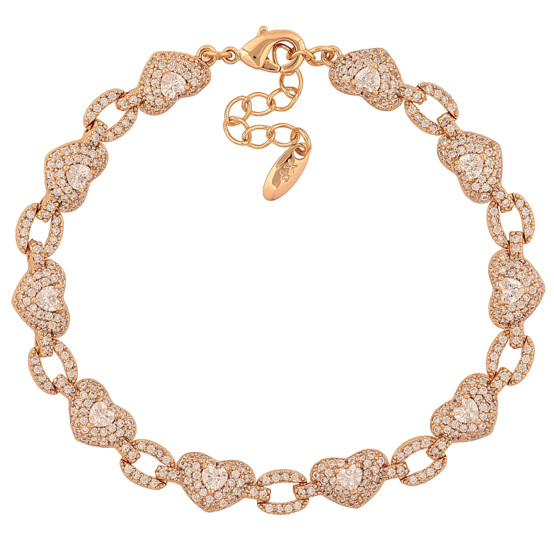 Браслет Xuping цвет Позолота 18K "Сердечки" длинна с доп. цепочкой 17.5-20.5см х 5-7мм фото №1