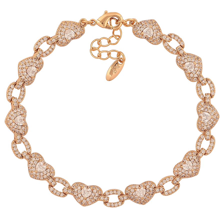 Браслет Xuping цвет Позолота 18K "Сердечки" длинна с доп. цепочкой 17.5-20.5см х 5-7мм фото №1