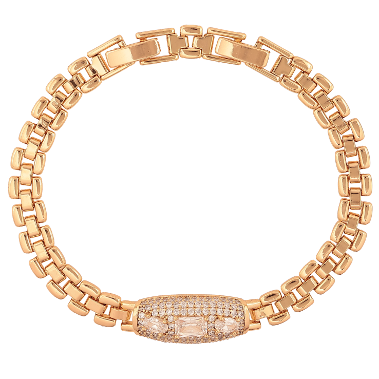 Браслет Xuping цвет Позолота 18K "Узор с кристаллами" размер с доп. замком 17, 19см х 6-10мм фото №7