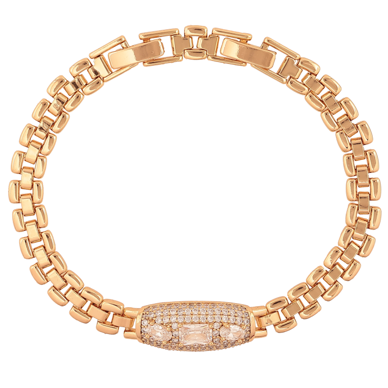 Браслет Xuping цвет Позолота 18K "Узор с кристаллами" размер с доп. замком 17, 19см х 6-10мм фото №2