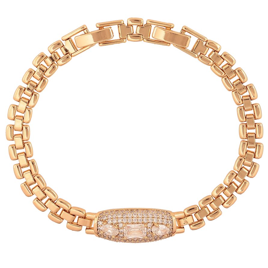 Браслет Xuping цвет Позолота 18K "Узор с кристаллами" размер с доп. замком 17, 19см х 6-10мм фото №1