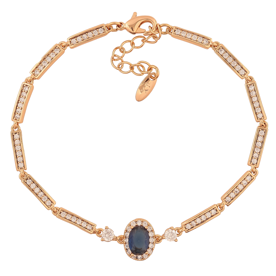 Браслет Xuping цвет Позолота 18K "Узор с синим кристаллом" размер с доп. цепочкой 18-21см х 3-10мм фото №1