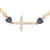 Браслет Xuping колір Позолота 18К "Хрестик з синіми кристальними серцями" розмір з дод. ланкою 15,16.5см х 2-13мм фото №2