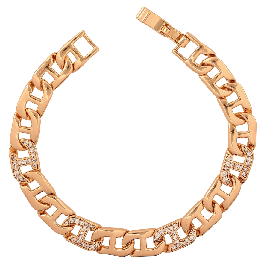 Браслет Xuping цвет Позолота 18K "Цепочка с кристаллами" размер 17.5см х 8мм фото №1