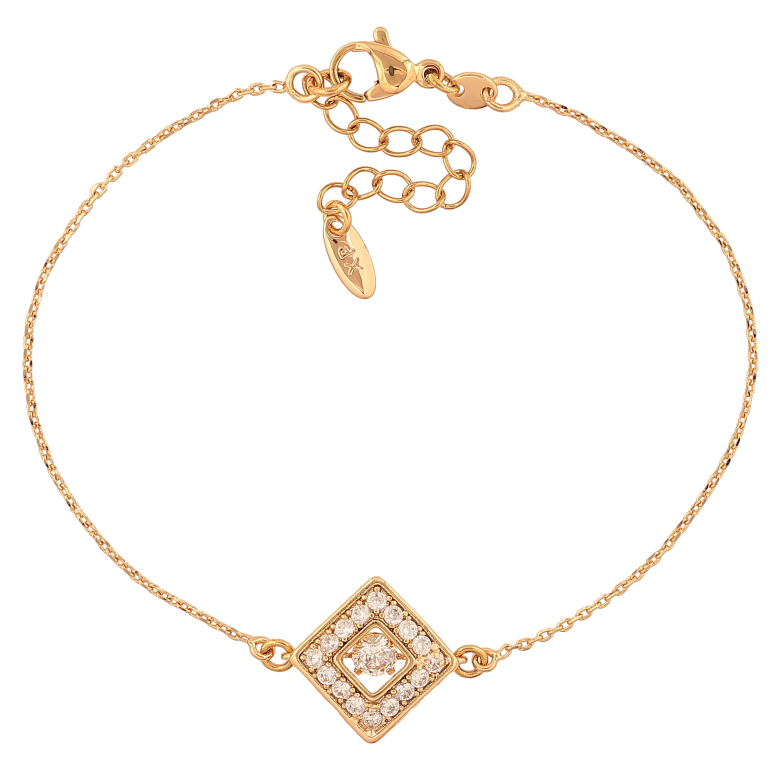 Браслет Xuping цвет Позолота 18K "Ромбовая вставка с "Танцующим кристаллом" размер с доп. цепочкой 19-22см х 1-10мм фото №1