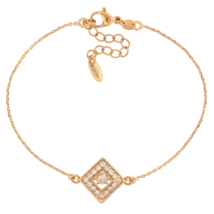 Браслет Xuping цвет Позолота 18K "Ромбовая вставка с "Танцующим кристаллом" размер с доп. цепочкой 19-22см х 1-10мм фото №1