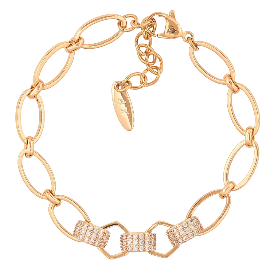 Браслет Xuping колір Позолота 18K "Візерунок з кристалами" розмір з дод. ланцюжком 16.5-19.5см х 4-9мм фото №1