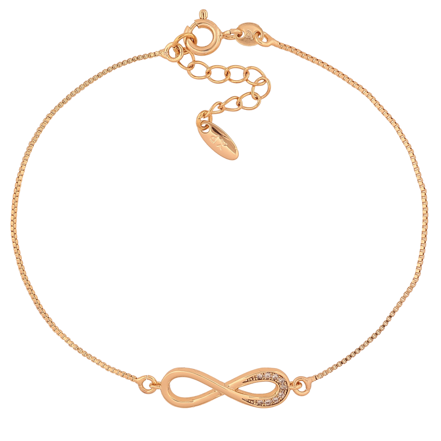 Браслет Xuping цвет Позолота 18K "Цепочка с бесконечностью" размер с доп. цепочкой 19-22см х 1-7мм фото №1