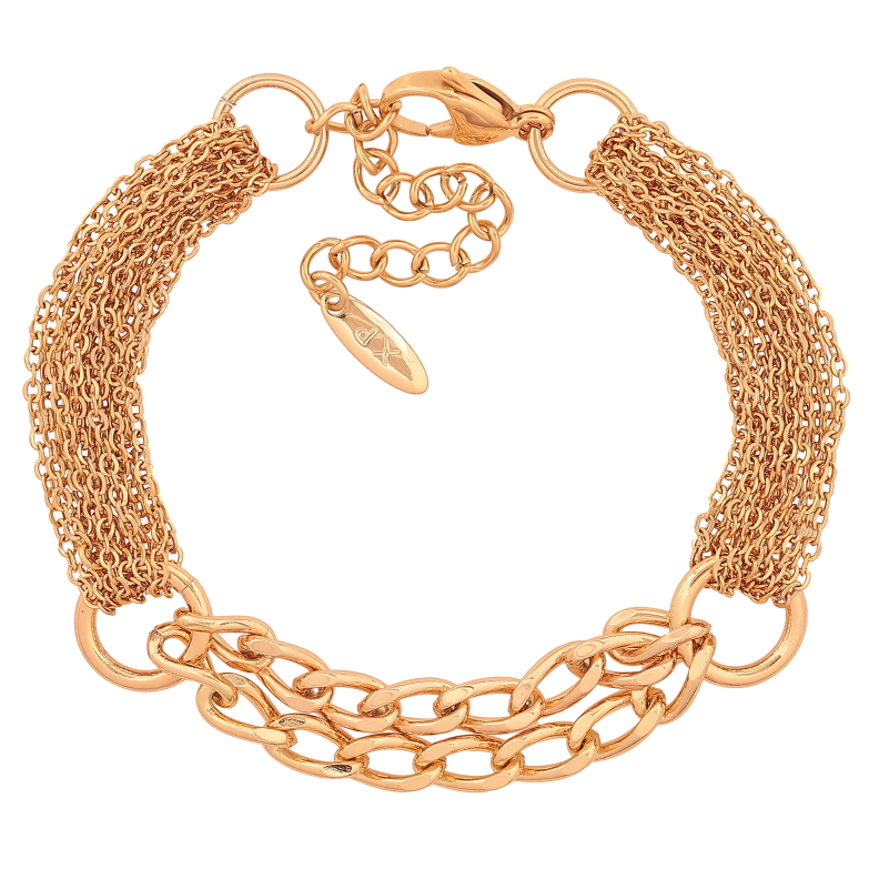 Браслет Xuping цвет Позолота 18K "Цепочка Фантазийная" длинна с доп. цепочкой 19-24см х 10-12мм фото №1