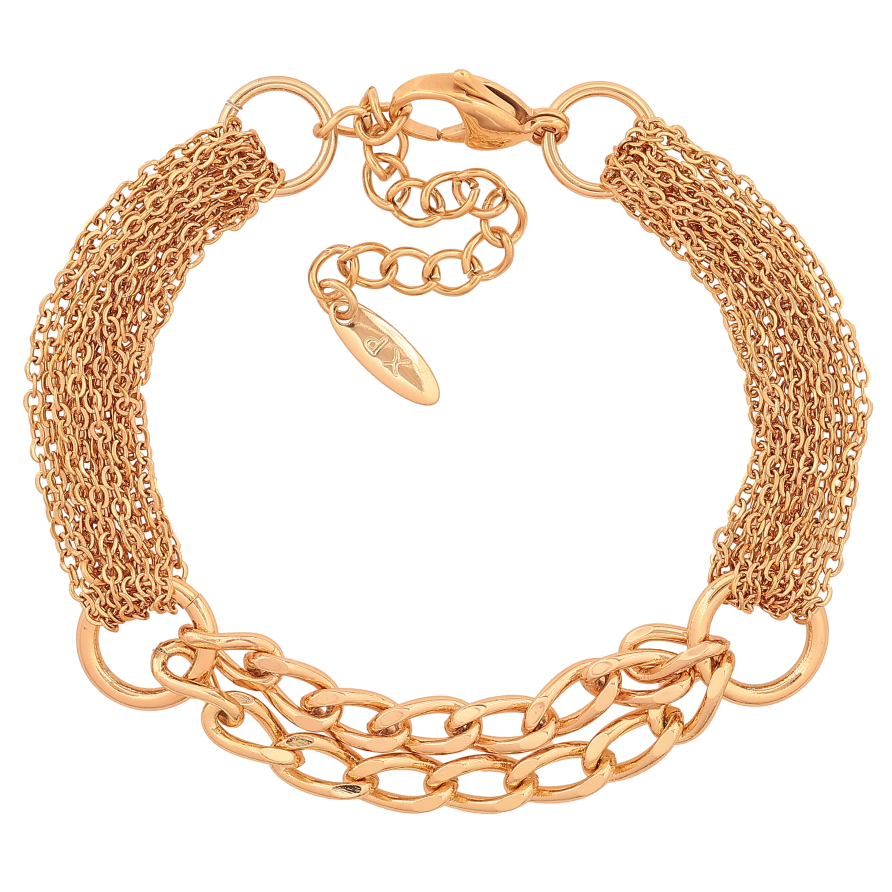 Браслет Xuping цвет Позолота 18K "Цепочка Фантазийная" длинна с доп. цепочкой 19-24см х 10-12мм фото №1