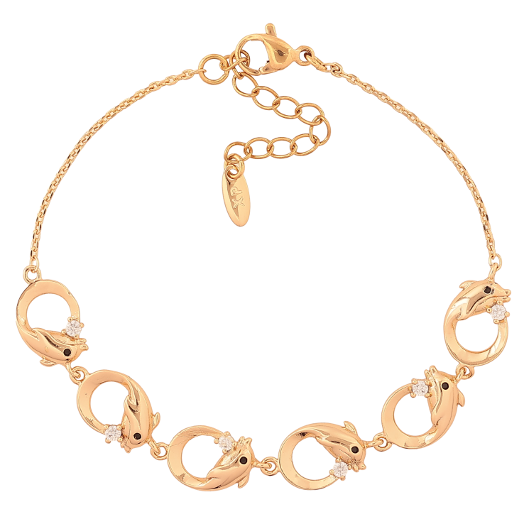 Браслет Xuping колір Позолота 18K "Дельфіни" розмір з дод. ланцюжком 17.5-21см х 1-8мм фото №10