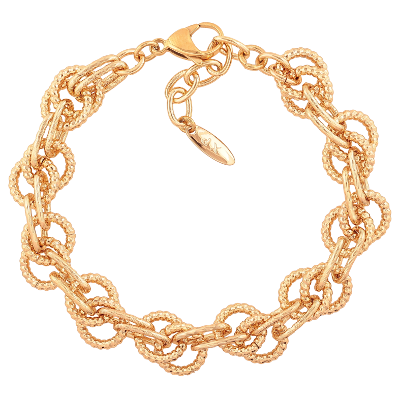 Браслет Xuping цвет Позолота 18K "Цепочка Фантазиная" размер с доп. цепочкой 19.5-22.5см х 3-12мм фото №1