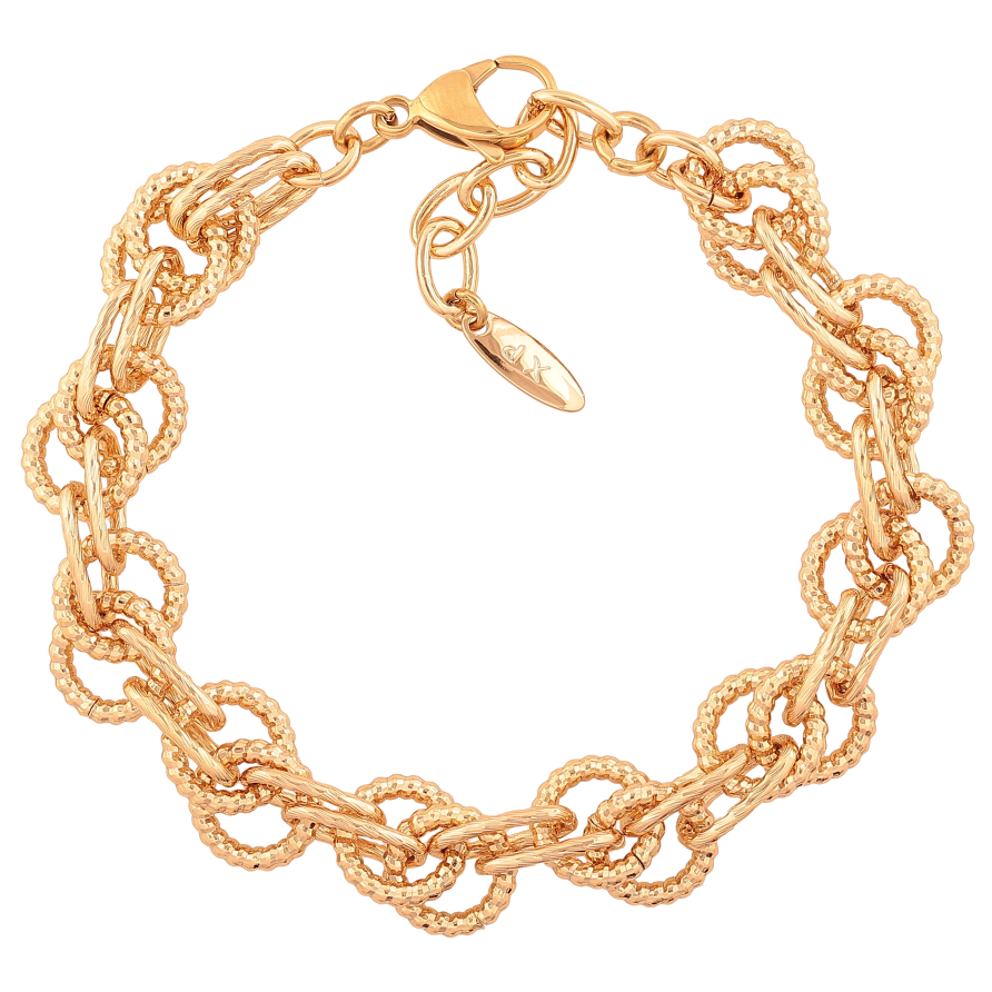 Браслет Xuping цвет Позолота 18K "Цепочка Фантазиная" размер с доп. цепочкой 19.5-22.5см х 3-12мм фото №1