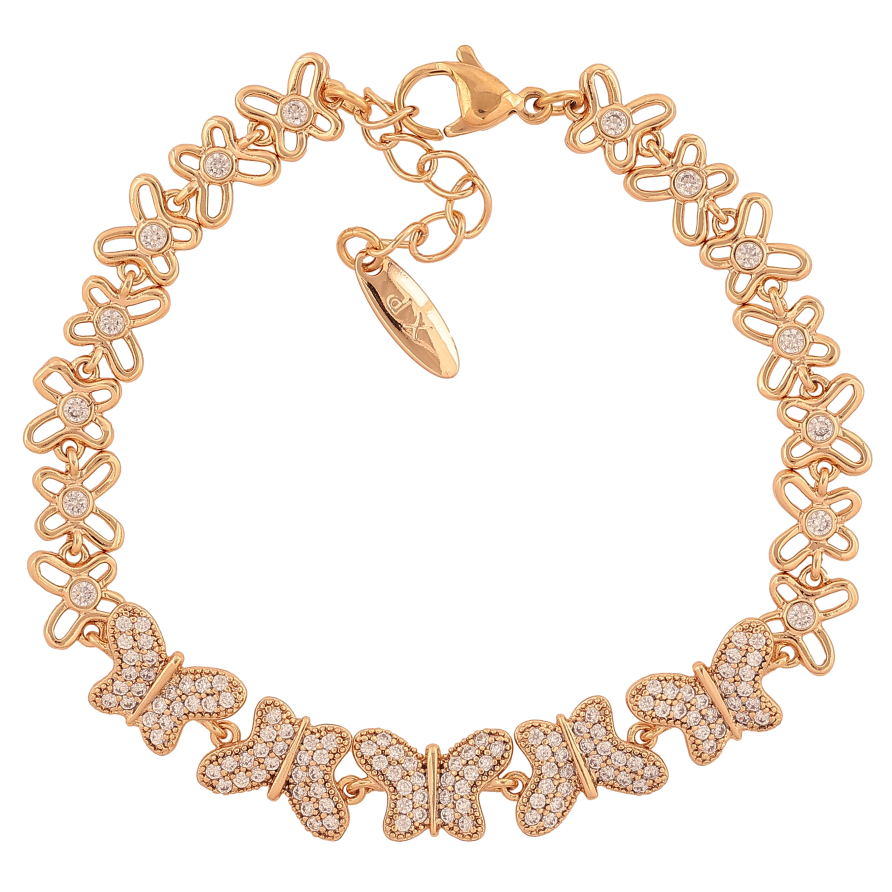 Браслет Xuping цвет Позолота 18K "Бабочки" длинна с доп. цепочкой 18-20.5см х 7-9мм фото №1
