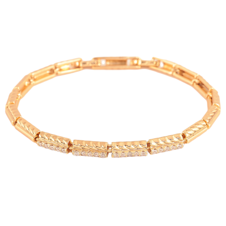 Браслет Xuping цвет Позолота 18K "Узор с кристаллами" размер с доп. замком 17,19см х 4мм фото №1