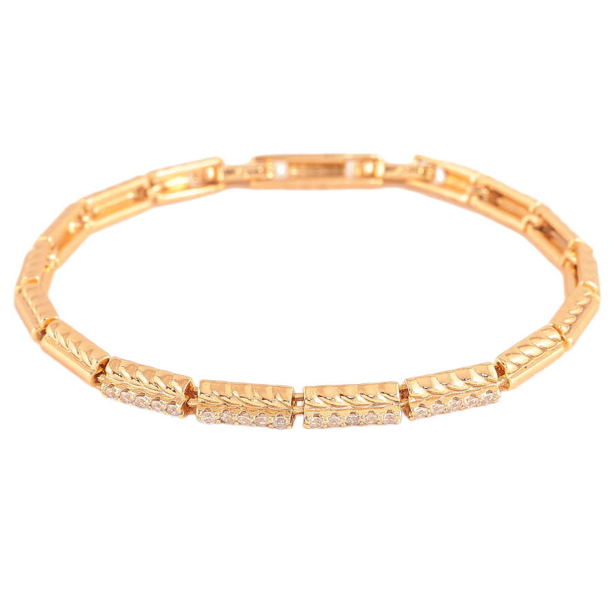 Браслет Xuping цвет Позолота 18K "Узор с кристаллами" размер с доп. замком 17,19см х 4мм фото №1