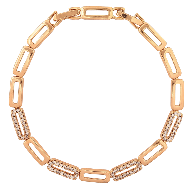 Браслет Xuping колір Позолота 18K "Ланки з кристалами" розмір з дод. замком 17.5,19.5см х 5мм фото №4 Браслет Xuping колір Позолота 18K "Ланки з кристалами" розмір з дод. замком 17.5,19.5см х 5мм фото №4