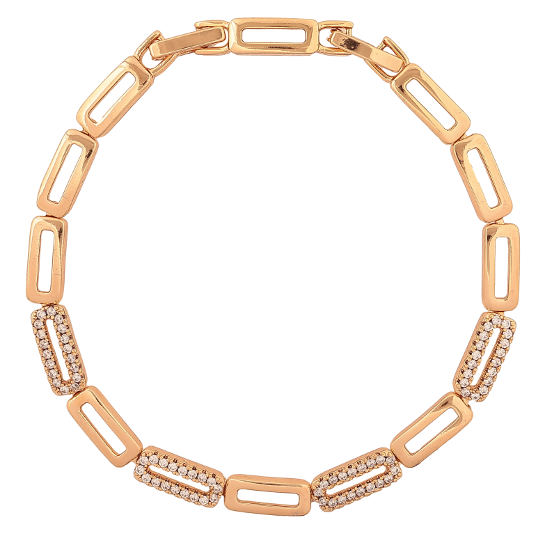 Браслет Xuping колір Позолота 18K "Ланки з кристалами" розмір з дод. замком 17.5,19.5см х 5мм фото №1