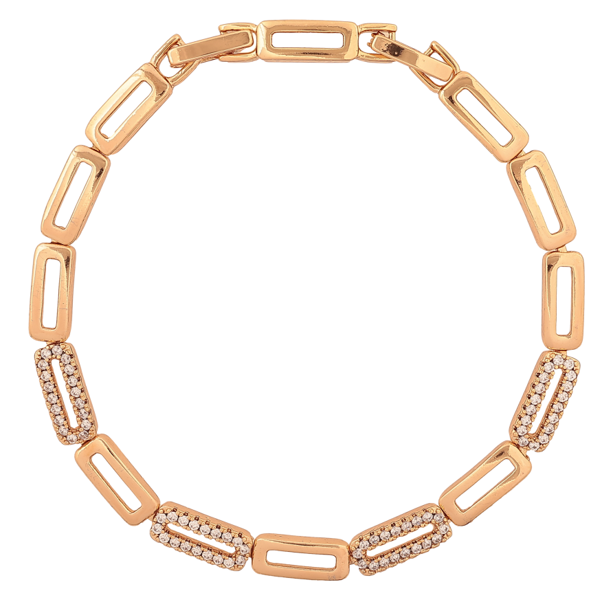 Браслет Xuping колір Позолота 18K "Ланки з кристалами" розмір з дод. замком 17.5,19.5см х 5мм фото №1