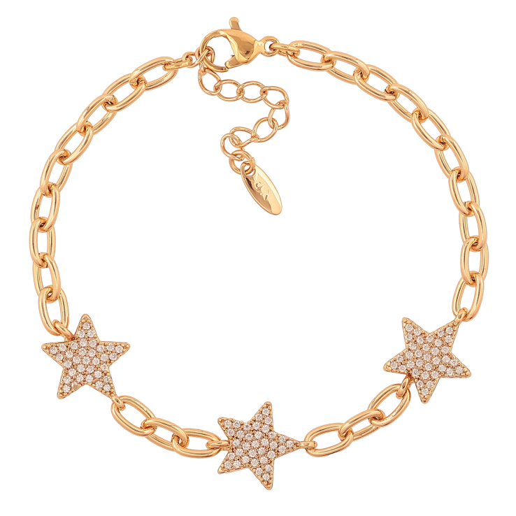 Браслет Xuping цвет Позолота 18K "Цепочка с вставками звезды" размер с доп. цепочкой 16.5-20см х 4-11мм фото №5 Браслет Xuping цвет Позолота 18K "Цепочка с вставками звезды" размер с доп. цепочкой 16.5-20см х 4-11мм фото №5