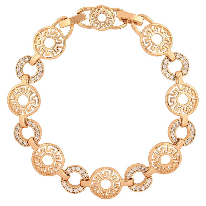 Браслет Xuping цвет Позолота 18K "Узор с кристаллами" размер с доп. замком 17.5, 19.5см х 10-12мм фото №1