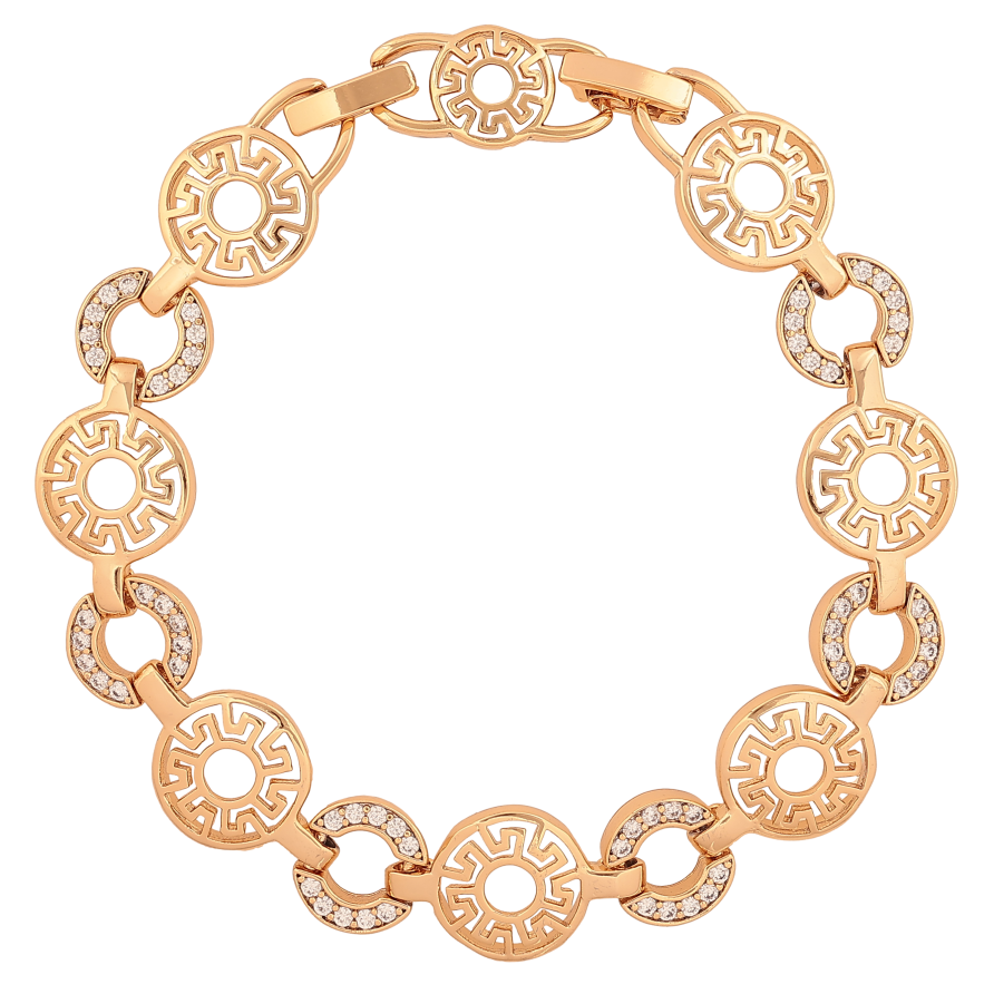 Браслет Xuping цвет Позолота 18K "Узор с кристаллами" размер с доп. замком 17.5, 19.5см х 10-12мм фото №1