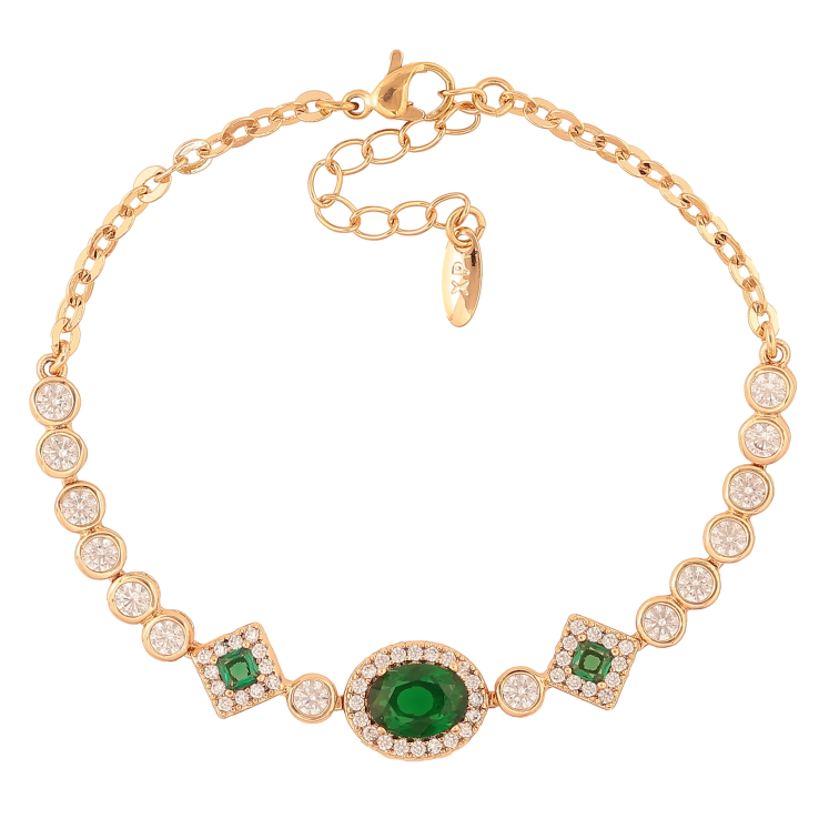 Браслет Xuping цвет Позолота 18K "Узор с зелеными кристаллами" размер с доп. цепочкой 17-20см х 3-10мм фото №12
